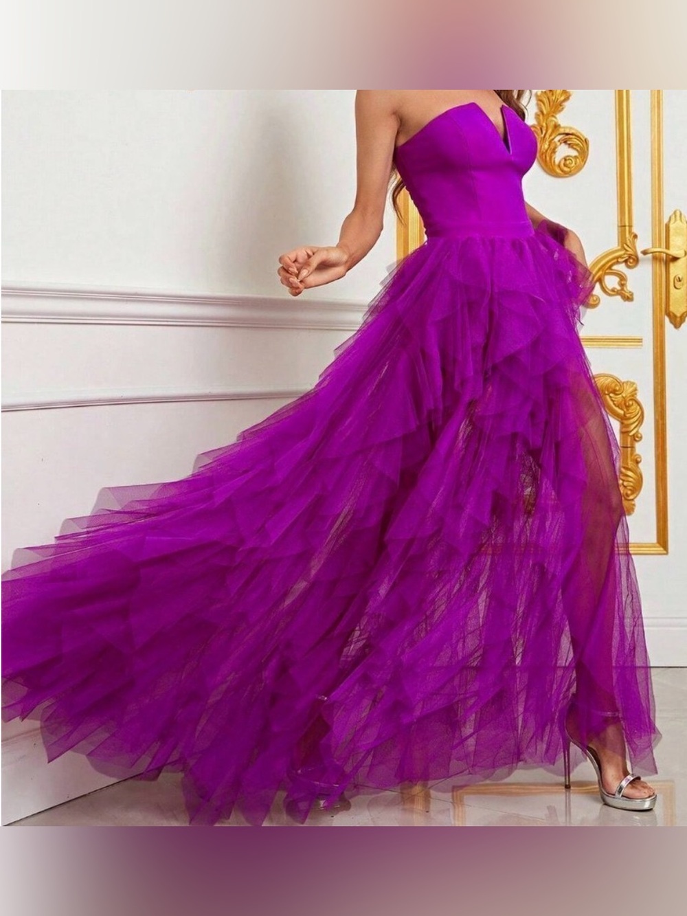 Faeriesty Strapless Fuchsia Tulle Evening Gown Sz XL